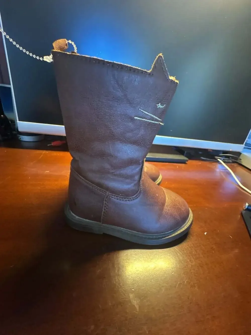 Carter's Pity Toddler Girls Brown Cat Face Embroidered Boots Size 5